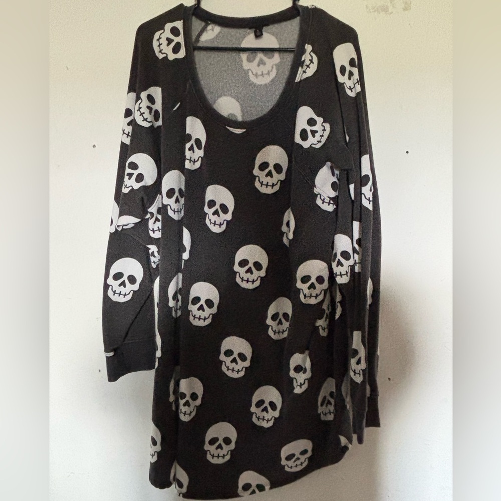 Torrid Black and White Skull Sweatshirt